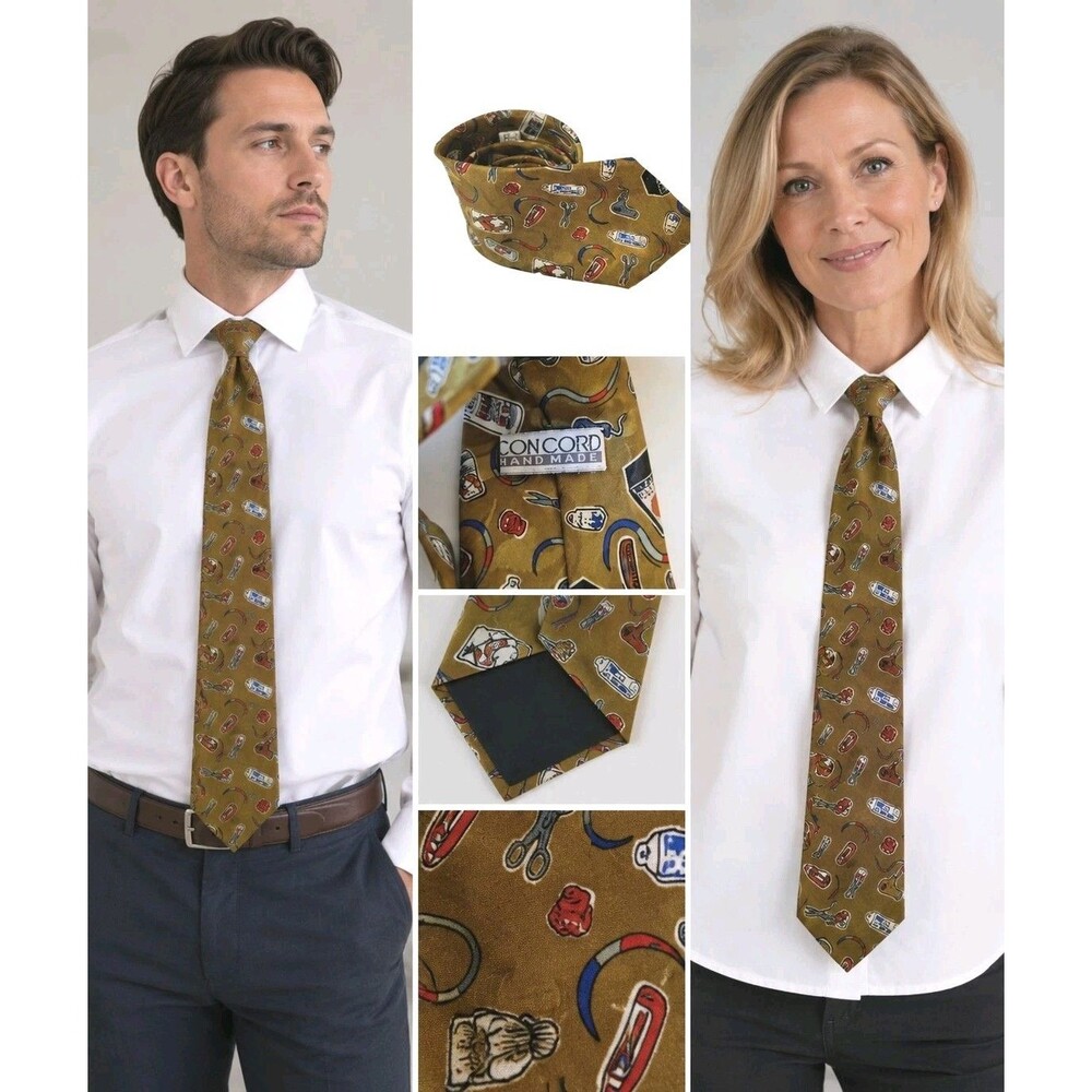 Concord Handmade Barber Novelty Tie Grooming Tools Scissors Razor Necktie